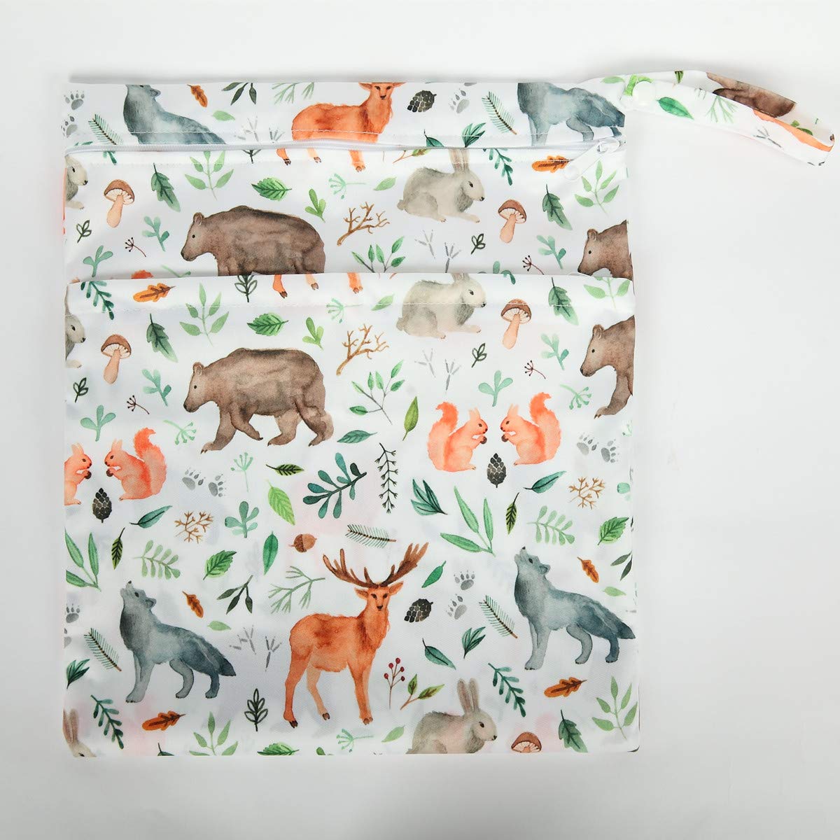 Wet Dry Bag Baby Cloth Diaper Nappy Insert Bag With Two Zippered Pockets Boys (Sharks)
