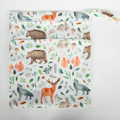 Wet Dry Bag Baby Cloth Diaper Nappy Insert Bag With Two Zippered Pockets Boys (Sharks)