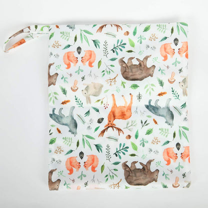 Wet Dry Bag Baby Cloth Diaper Nappy Insert Bag With Two Zippered Pockets Boys (Sharks)