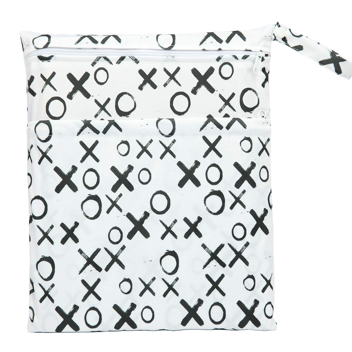 Wet Dry Bag Baby Cloth Diaper Nappy Insert Bag With Two Zippered Pockets Boys (Sharks)
