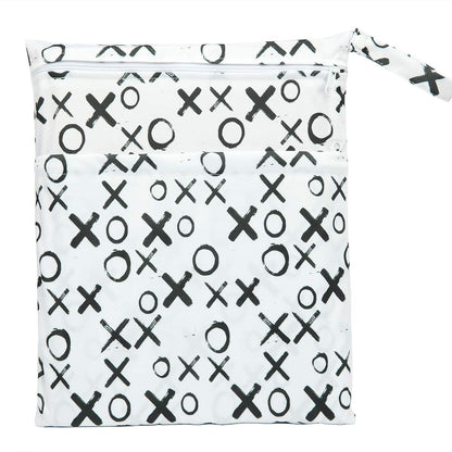 Wet Dry Bag Baby Cloth Diaper Nappy Insert Bag With Two Zippered Pockets Boys (Sharks)