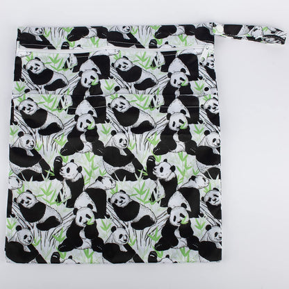 Wet Dry Bag Baby Cloth Diaper Nappy Insert Bag With Two Zippered Pockets Boys (Sharks)