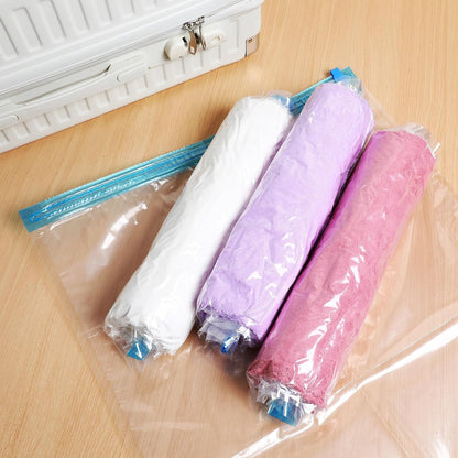 12 Pcs Vacuum Travel Storage Bags Compression Packing Bags Space Saver for Clothes Suitcase Organizer with Roll-up Design 40x60cm 50x70cm for Travel and Home Storage