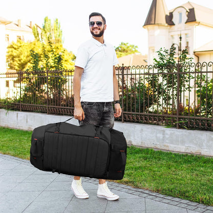 29" 86L Foldable Wheeled Duffle Bag, Waterproof Travel Rolling Backpack with Quilted Bottom, Navy