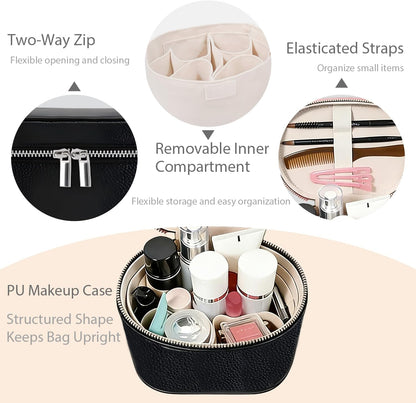 Travel Toiletry Bag Set for Women, 3-Piece Makeup Organizer with TSA Approved Clear Bag & Brush Pouch, Waterproof Cosmetic Bags for Carry On (Pink)