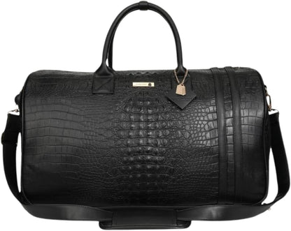Apollo 2 Large Rolling Duffle Bag with Wheels, Carry-On Roll Duffel for Travel, Gym, Sports, Daily, Weekend & All-Purpose Use for Men & Women (Crocodile Skin, Black)