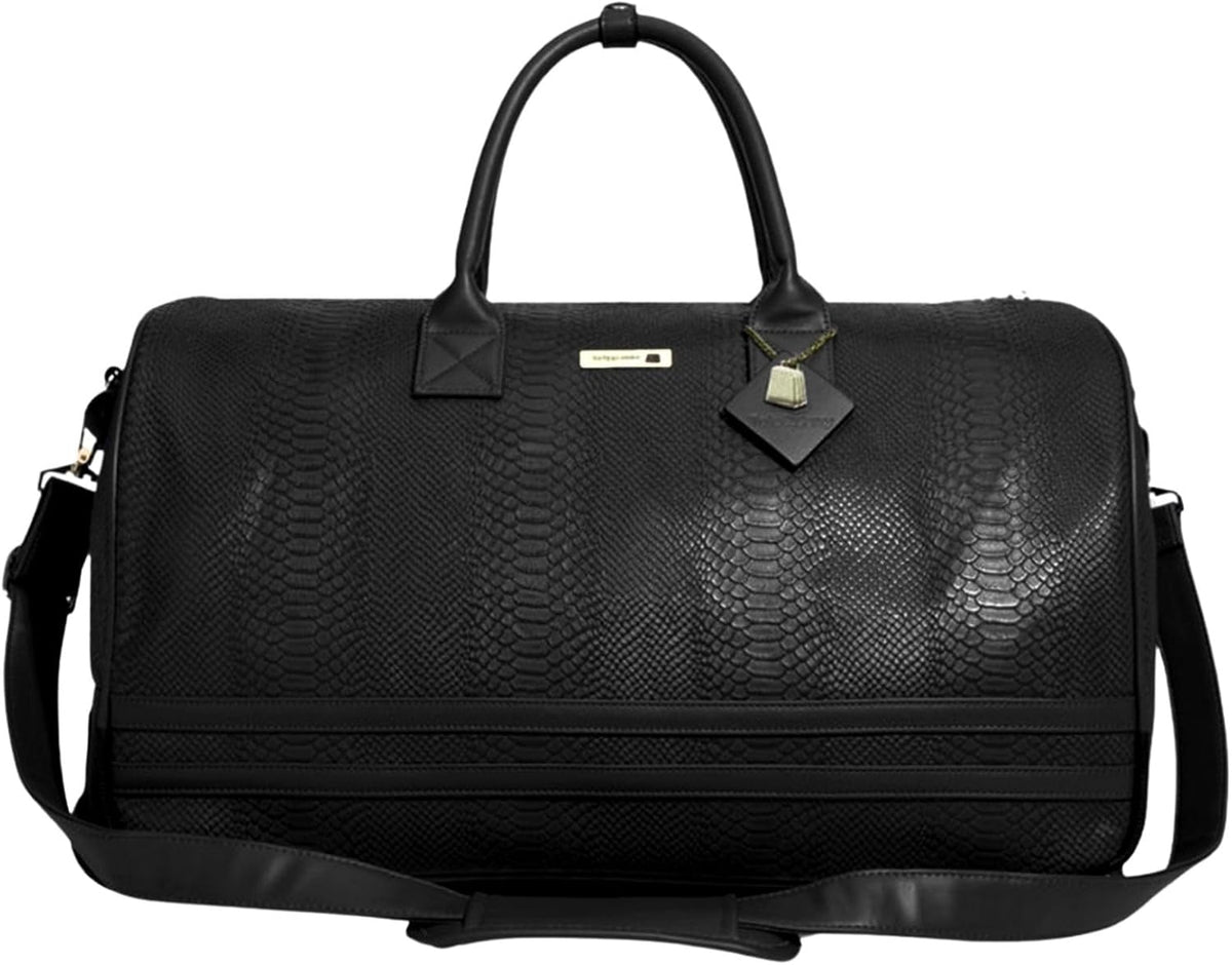 Apollo 2 Large Rolling Duffle Bag with Wheels, Carry-On Roll Duffel for Travel, Gym, Sports, Daily, Weekend & All-Purpose Use for Men & Women (Crocodile Skin, Black)