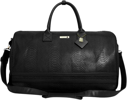 Apollo 2 Large Rolling Duffle Bag with Wheels, Carry-On Roll Duffel for Travel, Gym, Sports, Daily, Weekend & All-Purpose Use for Men & Women (Crocodile Skin, Black)