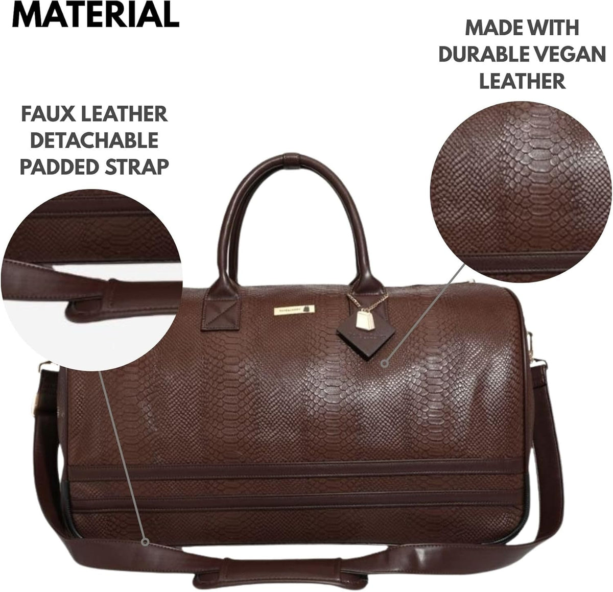 Apollo 2 Large Rolling Duffle Bag with Wheels, Carry-On Roll Duffel for Travel, Gym, Sports, Daily, Weekend & All-Purpose Use for Men & Women (Crocodile Skin, Black)