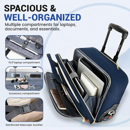 Rolling Laptop Bag,Rolling Briefcase for Men & Women,Laptop Briefcase on Wheels,Carry On Bag for Business Travel