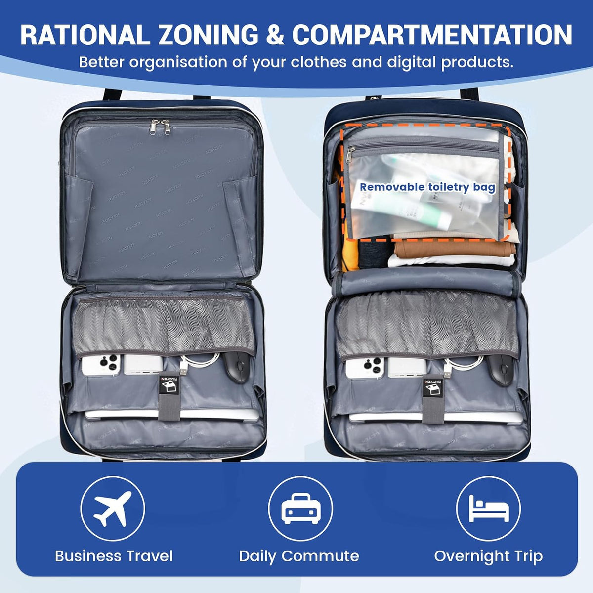 Rolling Laptop Bag,Rolling Briefcase for Men & Women,Laptop Briefcase on Wheels,Carry On Bag for Business Travel