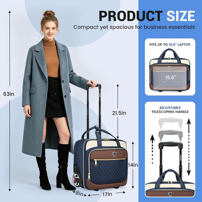 Rolling Laptop Bag,Rolling Briefcase for Men & Women,Laptop Briefcase on Wheels,Carry On Bag for Business Travel