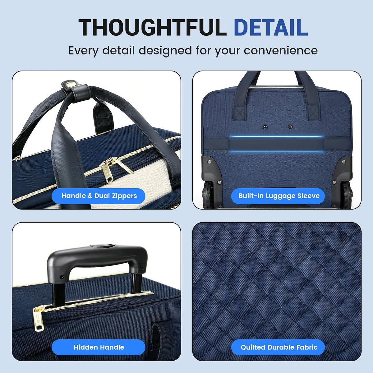 Rolling Laptop Bag,Rolling Briefcase for Men & Women,Laptop Briefcase on Wheels,Carry On Bag for Business Travel