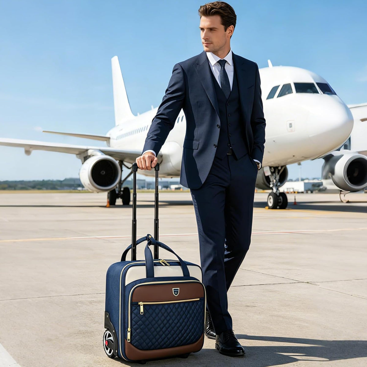 Rolling Laptop Bag,Rolling Briefcase for Men & Women,Laptop Briefcase on Wheels,Carry On Bag for Business Travel