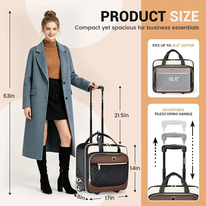 Rolling Laptop Bag,Rolling Briefcase for Men & Women,Laptop Briefcase on Wheels,Carry On Bag for Business Travel
