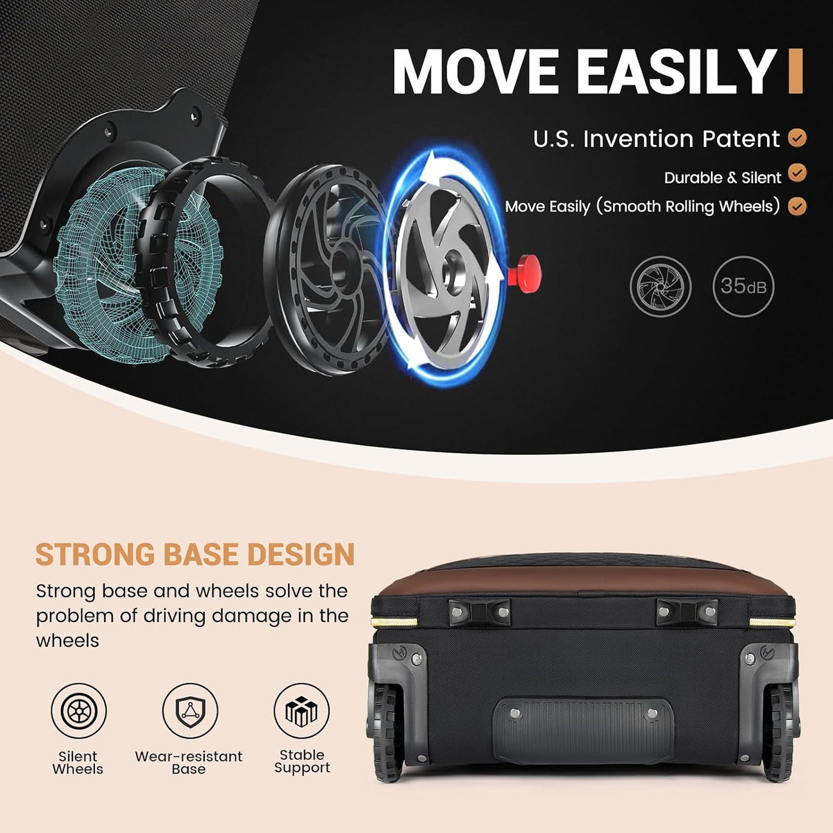 Rolling Laptop Bag,Rolling Briefcase for Men & Women,Laptop Briefcase on Wheels,Carry On Bag for Business Travel