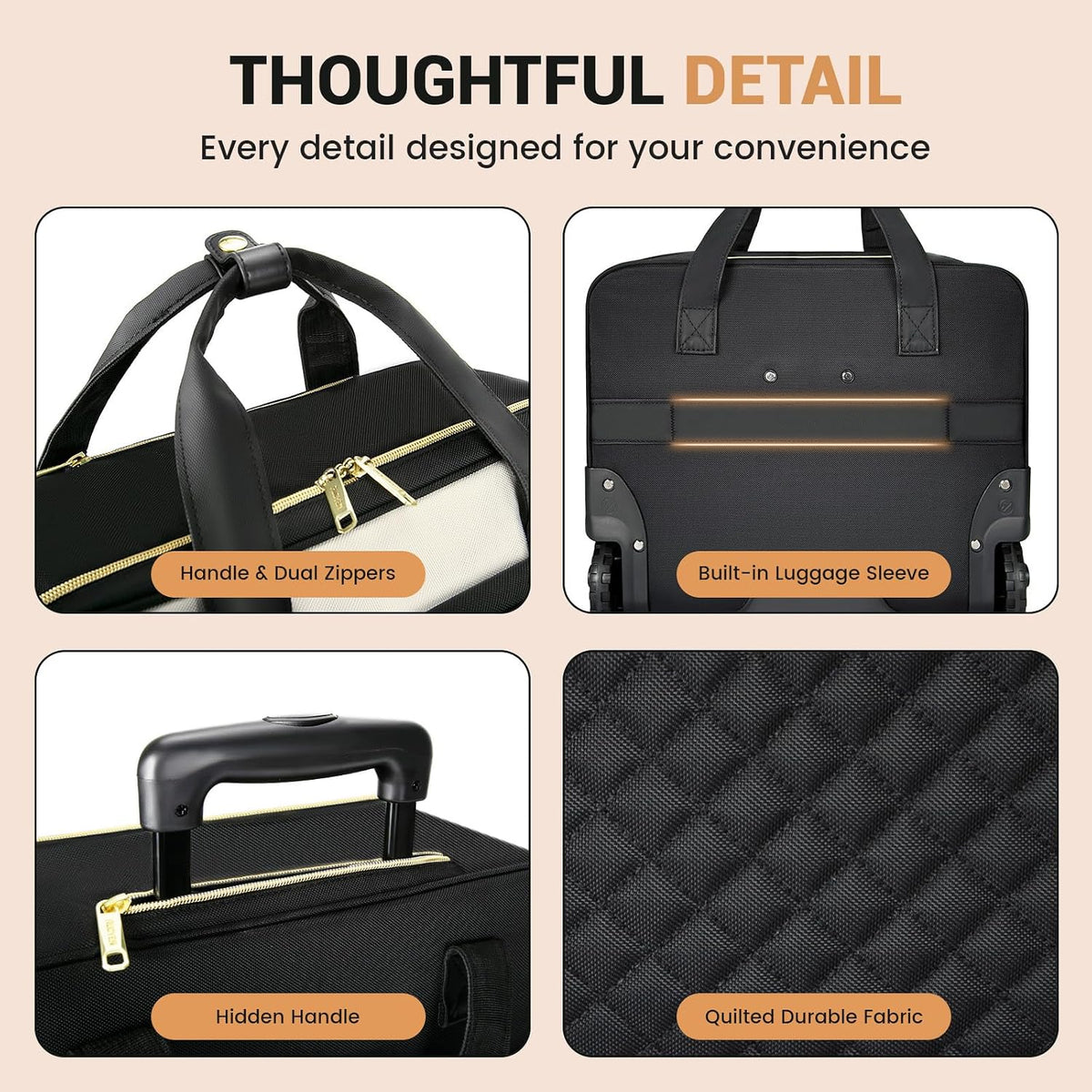 Rolling Laptop Bag,Rolling Briefcase for Men & Women,Laptop Briefcase on Wheels,Carry On Bag for Business Travel