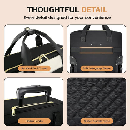 Rolling Laptop Bag,Rolling Briefcase for Men & Women,Laptop Briefcase on Wheels,Carry On Bag for Business Travel