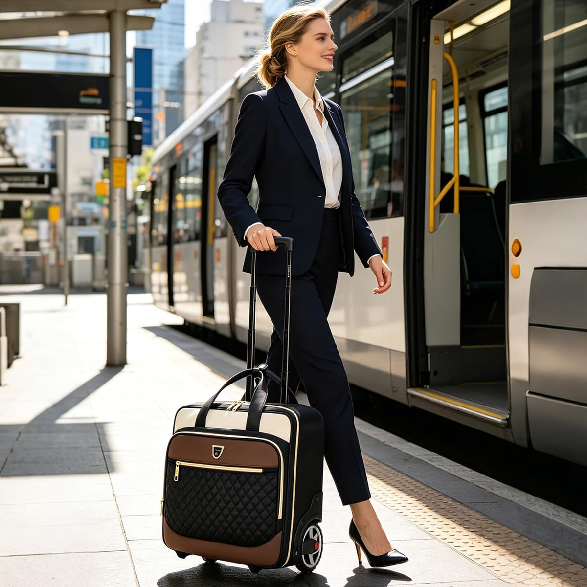 Rolling Laptop Bag,Rolling Briefcase for Men & Women,Laptop Briefcase on Wheels,Carry On Bag for Business Travel