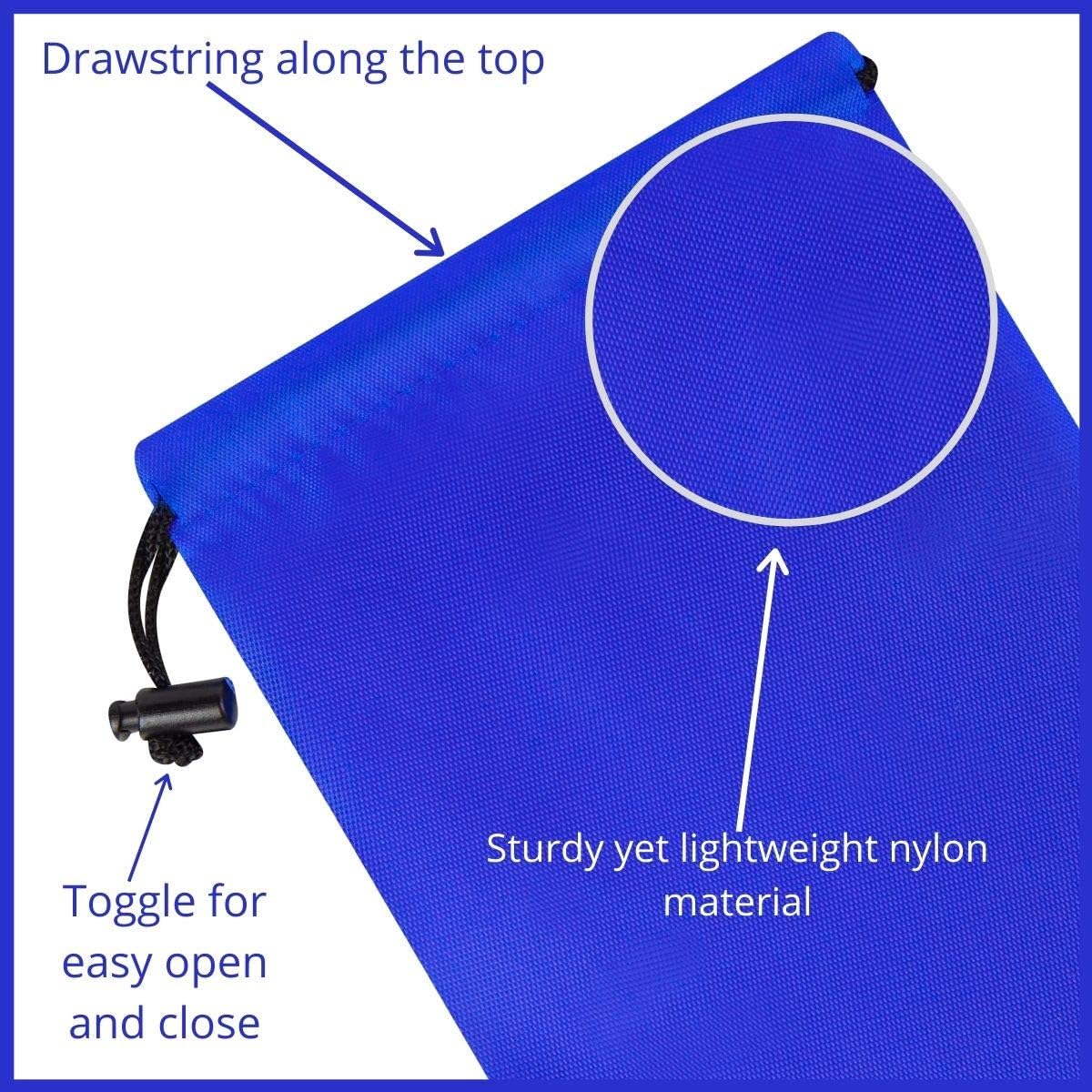 Drawstring Pouch with Toggle (12 x 16 Inch, Black) Nylon Cinch Bag for Travel, Shoes, Gym and Storage