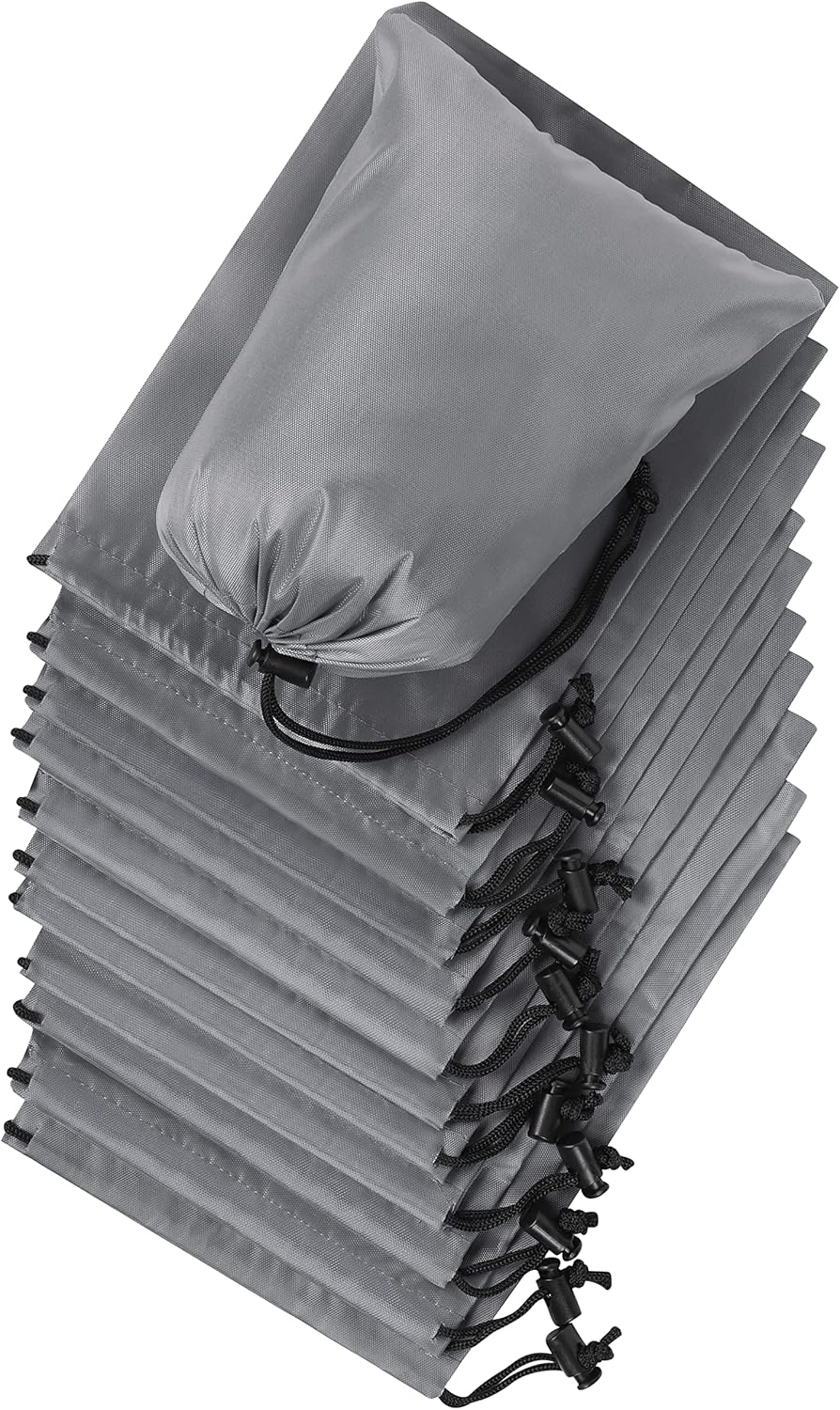 Drawstring Pouch with Toggle (12 x 16 Inch, Black) Nylon Cinch Bag for Travel, Shoes, Gym and Storage