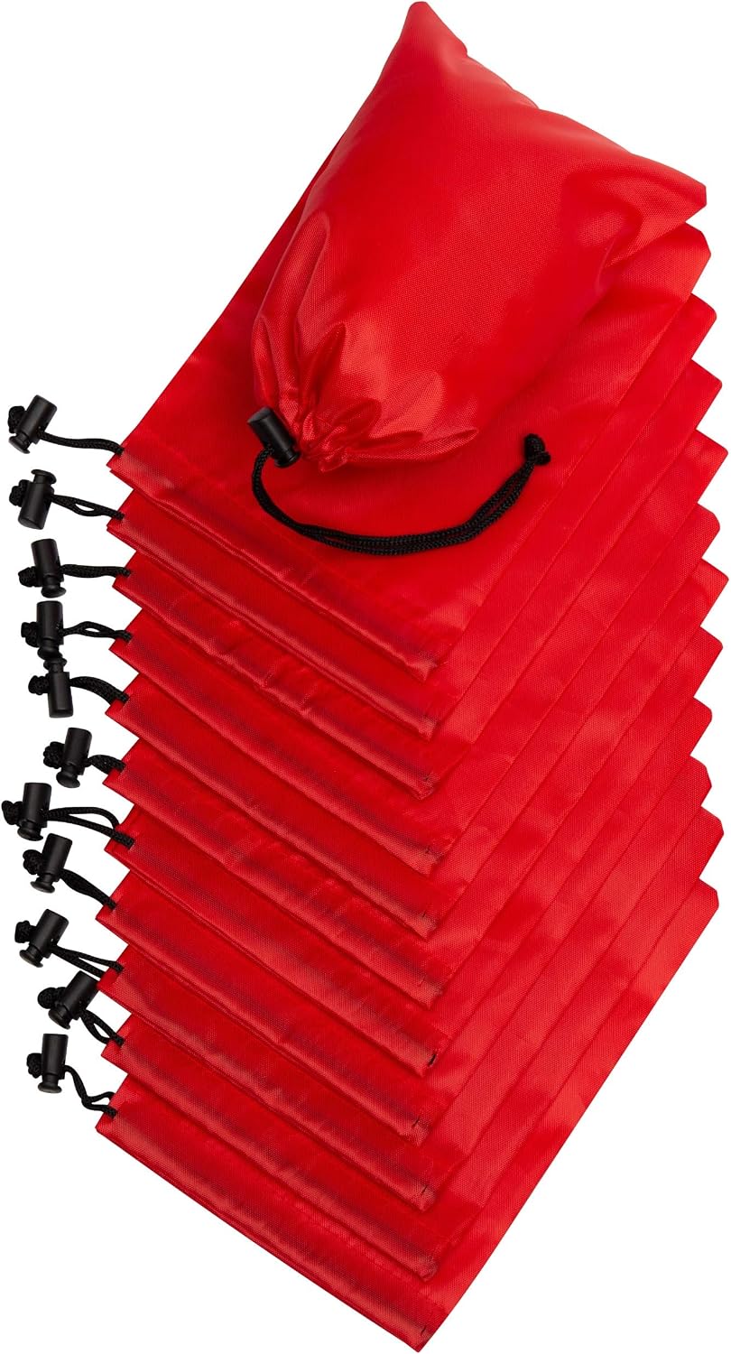 Drawstring Pouch with Toggle (12 x 16 Inch, Black) Nylon Cinch Bag for Travel, Shoes, Gym and Storage