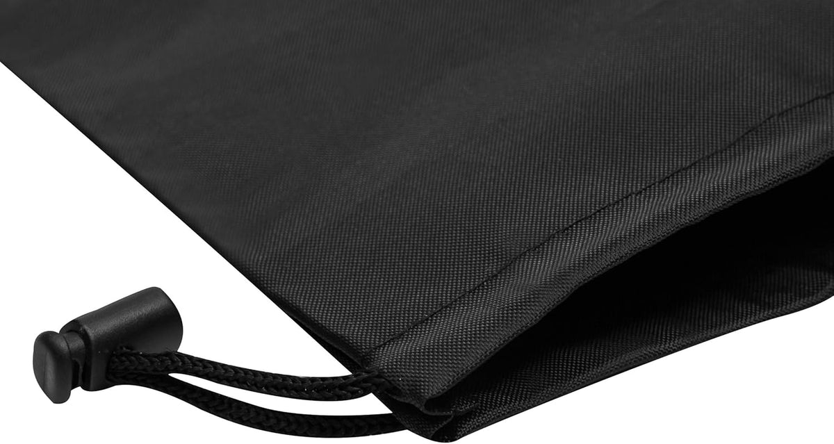 Drawstring Pouch with Toggle (12 x 16 Inch, Black) Nylon Cinch Bag for Travel, Shoes, Gym and Storage