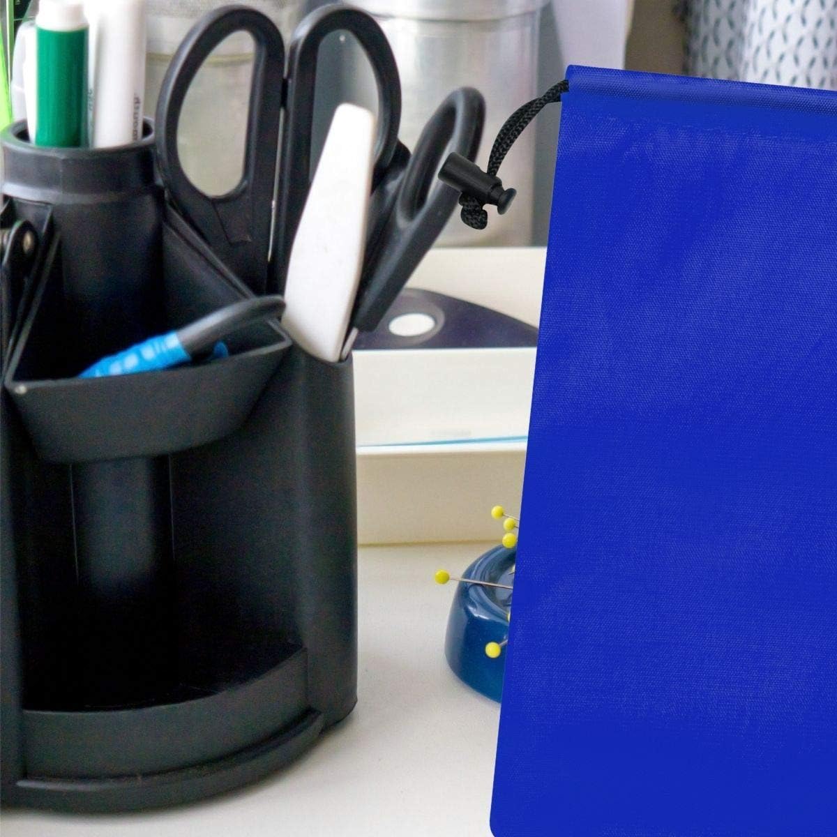 Drawstring Pouch with Toggle (12 x 16 Inch, Black) Nylon Cinch Bag for Travel, Shoes, Gym and Storage
