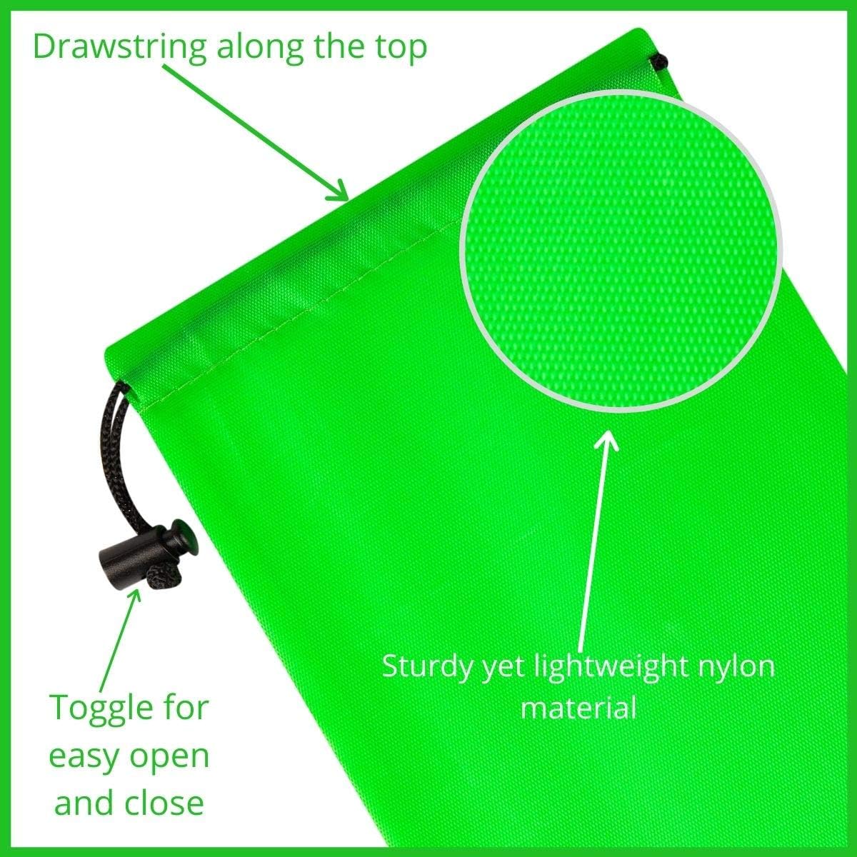 Drawstring Pouch with Toggle (12 x 16 Inch, Black) Nylon Cinch Bag for Travel, Shoes, Gym and Storage
