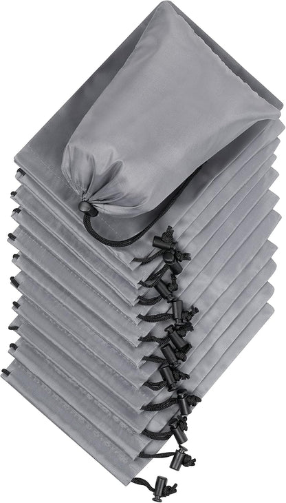 Drawstring Pouch with Toggle (12 x 16 Inch, Black) Nylon Cinch Bag for Travel, Shoes, Gym and Storage