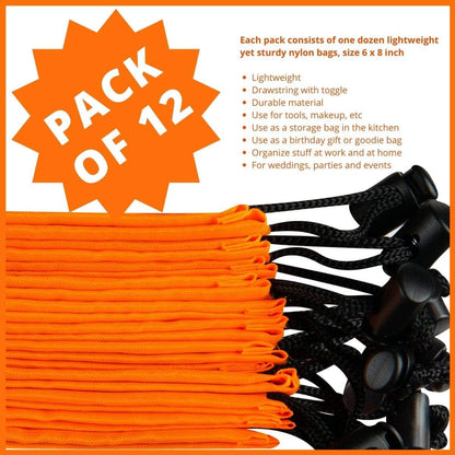 Drawstring Pouch with Toggle (12 x 16 Inch, Black) Nylon Cinch Bag for Travel, Shoes, Gym and Storage