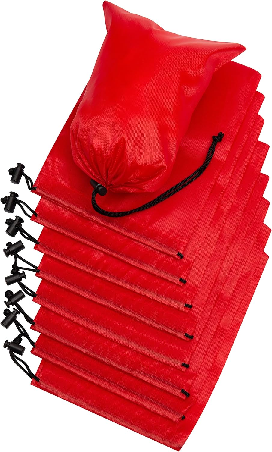 Drawstring Pouch with Toggle (12 x 16 Inch, Black) Nylon Cinch Bag for Travel, Shoes, Gym and Storage