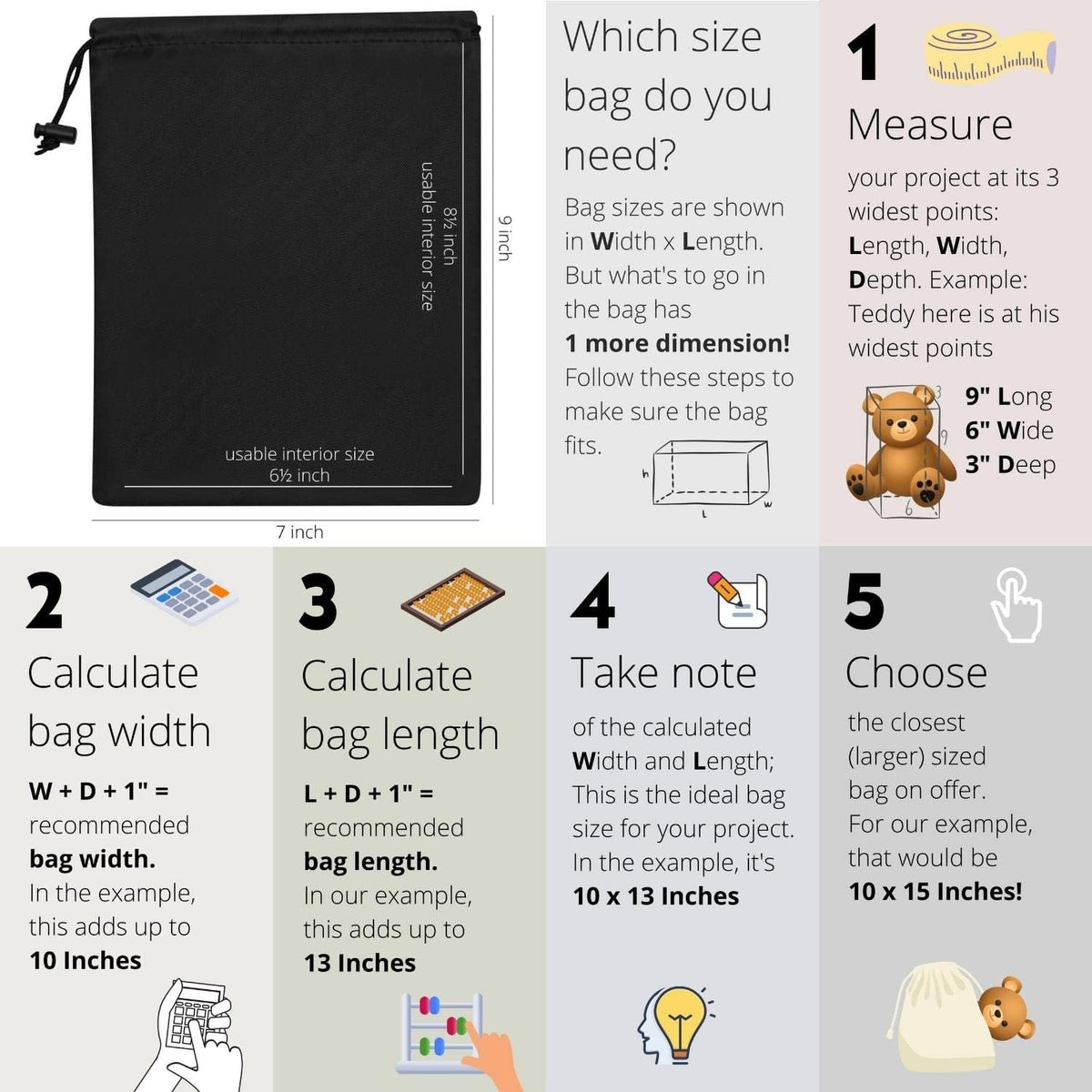 Drawstring Pouch with Toggle (12 x 16 Inch, Black) Nylon Cinch Bag for Travel, Shoes, Gym and Storage