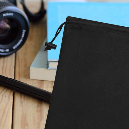 Drawstring Pouch with Toggle (12 x 16 Inch, Black) Nylon Cinch Bag for Travel, Shoes, Gym and Storage