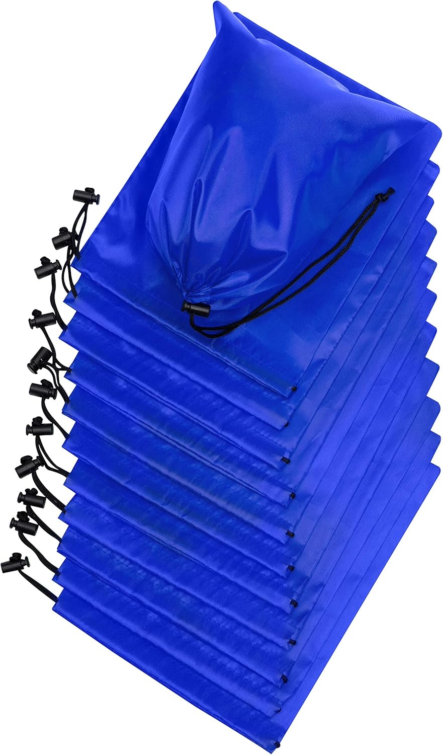 Drawstring Pouch with Toggle (12 x 16 Inch, Black) Nylon Cinch Bag for Travel, Shoes, Gym and Storage