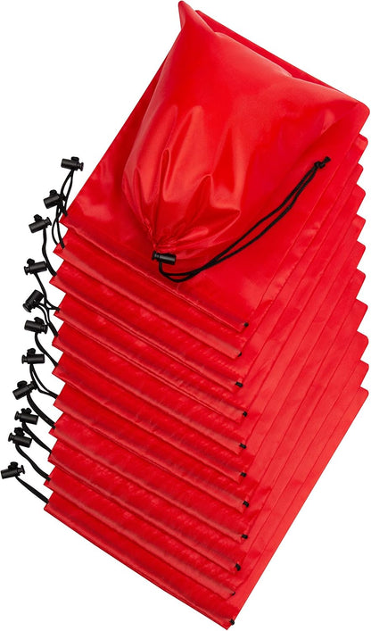 Drawstring Pouch with Toggle (12 x 16 Inch, Black) Nylon Cinch Bag for Travel, Shoes, Gym and Storage
