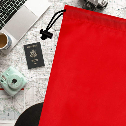 Drawstring Pouch with Toggle (12 x 16 Inch, Black) Nylon Cinch Bag for Travel, Shoes, Gym and Storage
