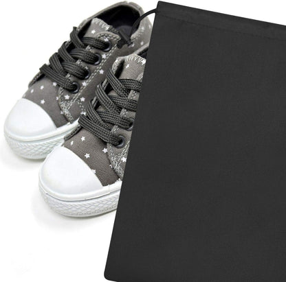 Drawstring Pouch with Toggle (12 x 16 Inch, Black) Nylon Cinch Bag for Travel, Shoes, Gym and Storage