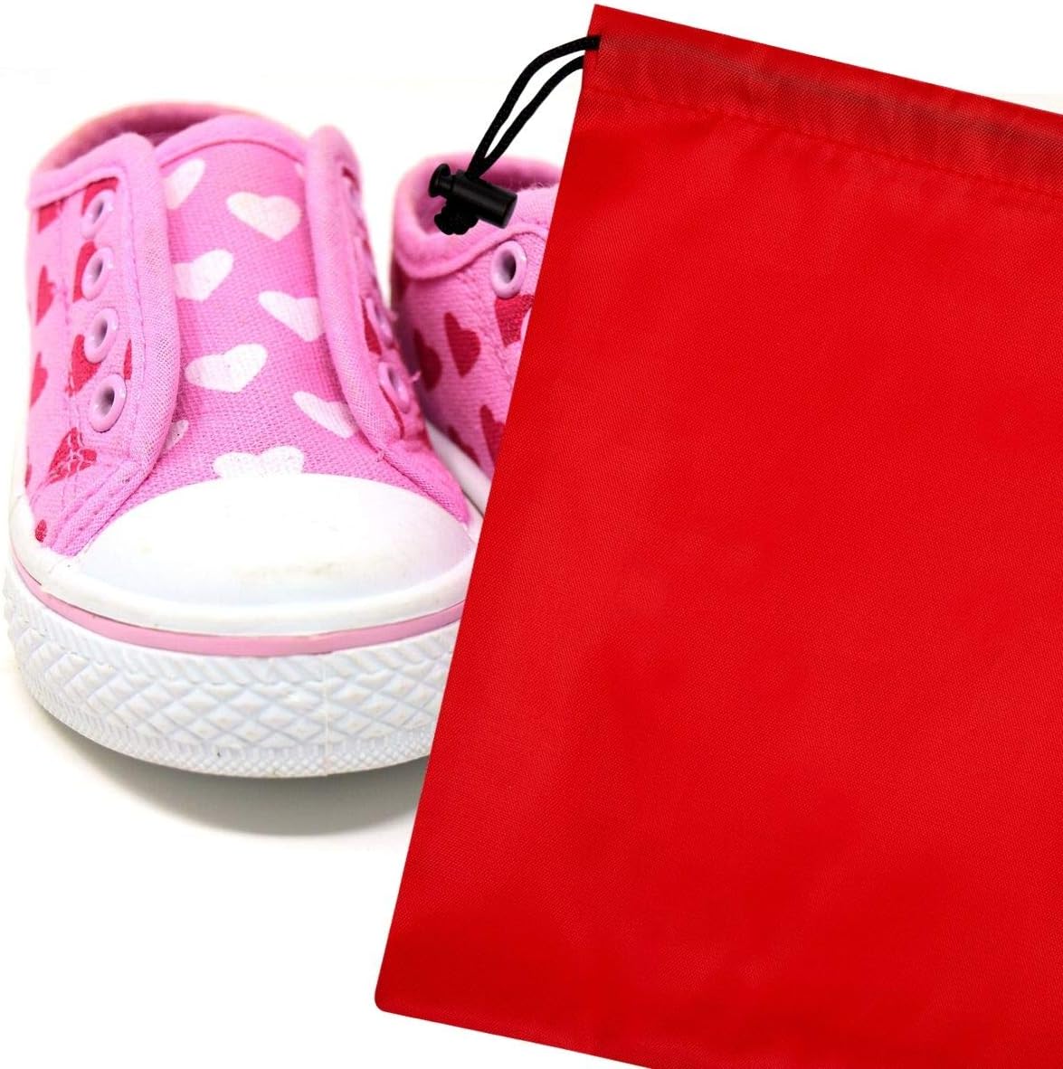 Drawstring Pouch with Toggle (12 x 16 Inch, Black) Nylon Cinch Bag for Travel, Shoes, Gym and Storage