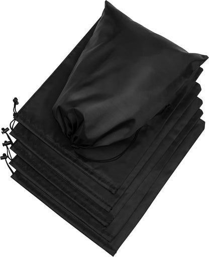 Drawstring Pouch with Toggle (12 x 16 Inch, Black) Nylon Cinch Bag for Travel, Shoes, Gym and Storage