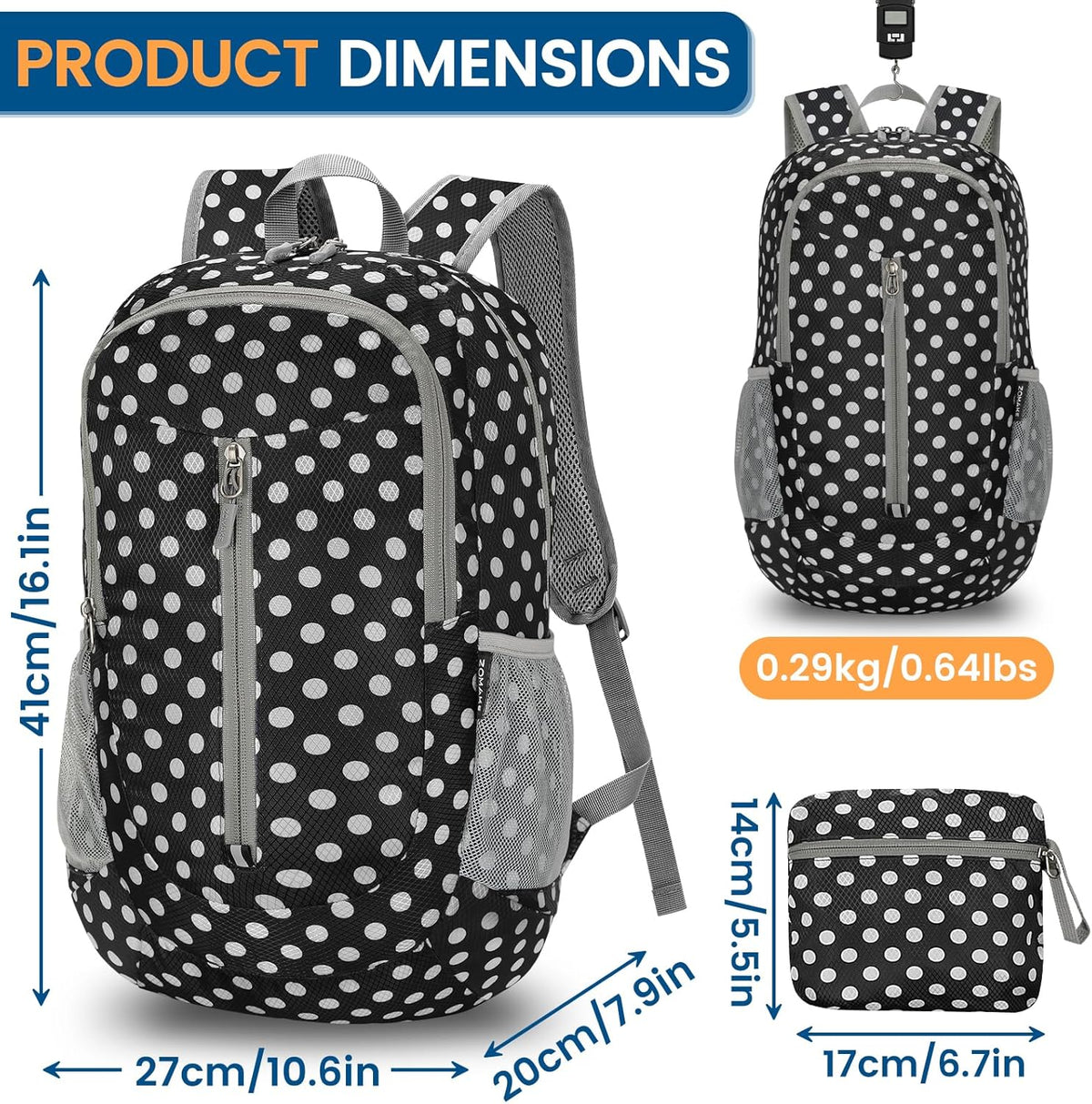 Ultra Lightweight Packable Backpack 25L - Foldable Hiking Backpacks Water Resistant Small Folding Daypack for Travel(Navy Blue)