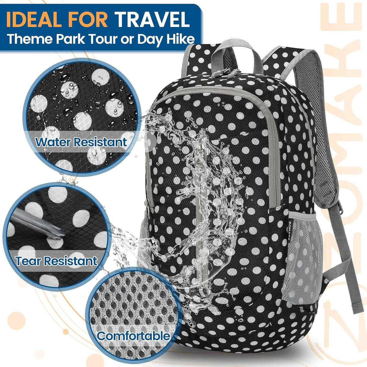 Ultra Lightweight Packable Backpack 25L - Foldable Hiking Backpacks Water Resistant Small Folding Daypack for Travel(Navy Blue)