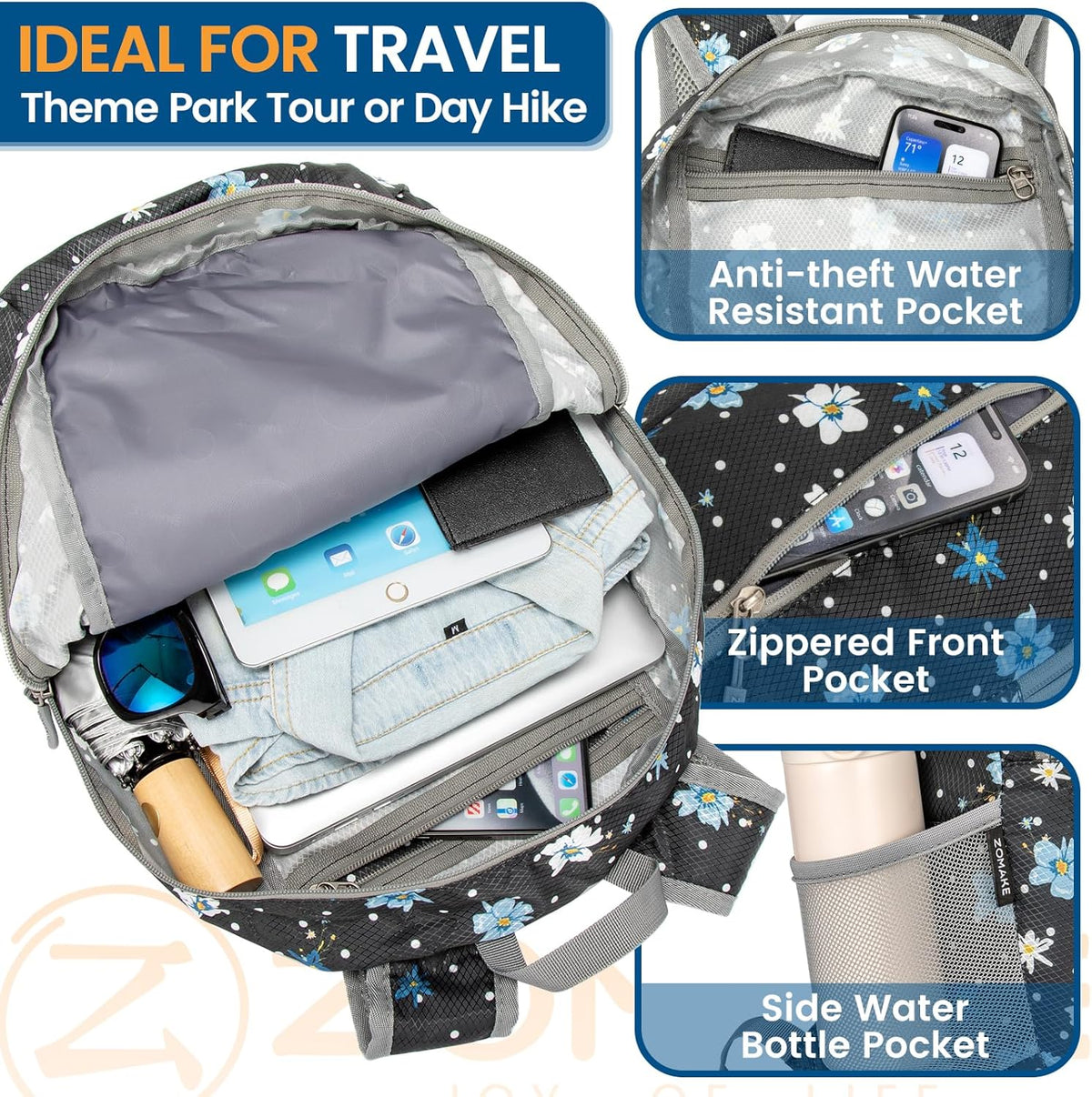 Ultra Lightweight Packable Backpack 25L - Foldable Hiking Backpacks Water Resistant Small Folding Daypack for Travel(Navy Blue)