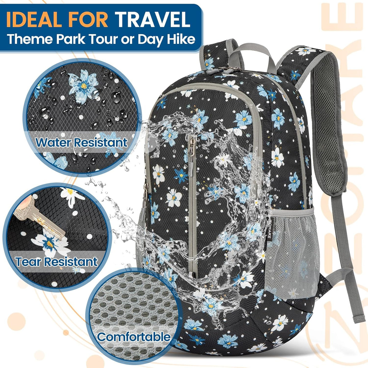 Ultra Lightweight Packable Backpack 25L - Foldable Hiking Backpacks Water Resistant Small Folding Daypack for Travel(Navy Blue)