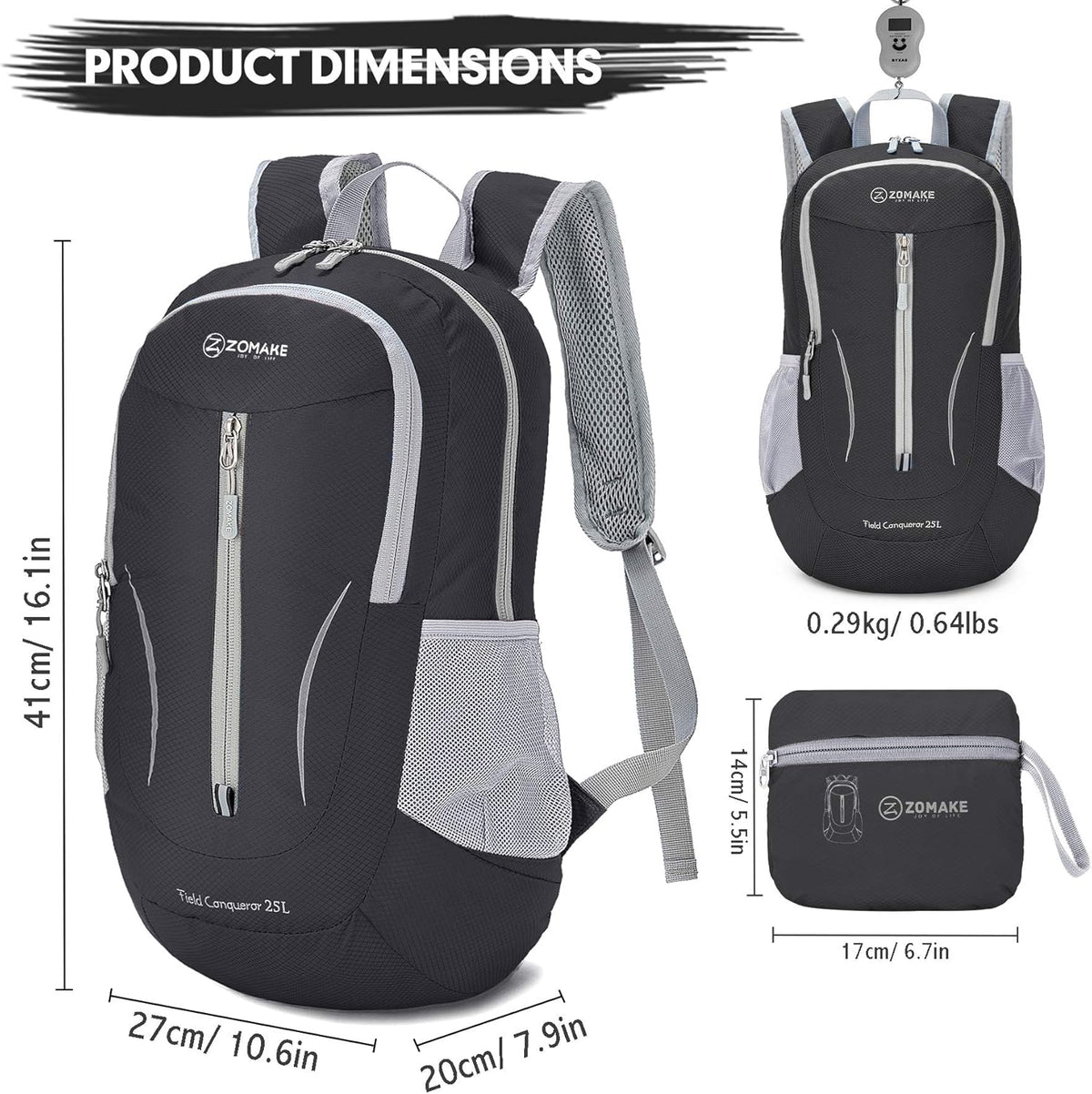 Ultra Lightweight Packable Backpack 25L - Foldable Hiking Backpacks Water Resistant Small Folding Daypack for Travel(Navy Blue)