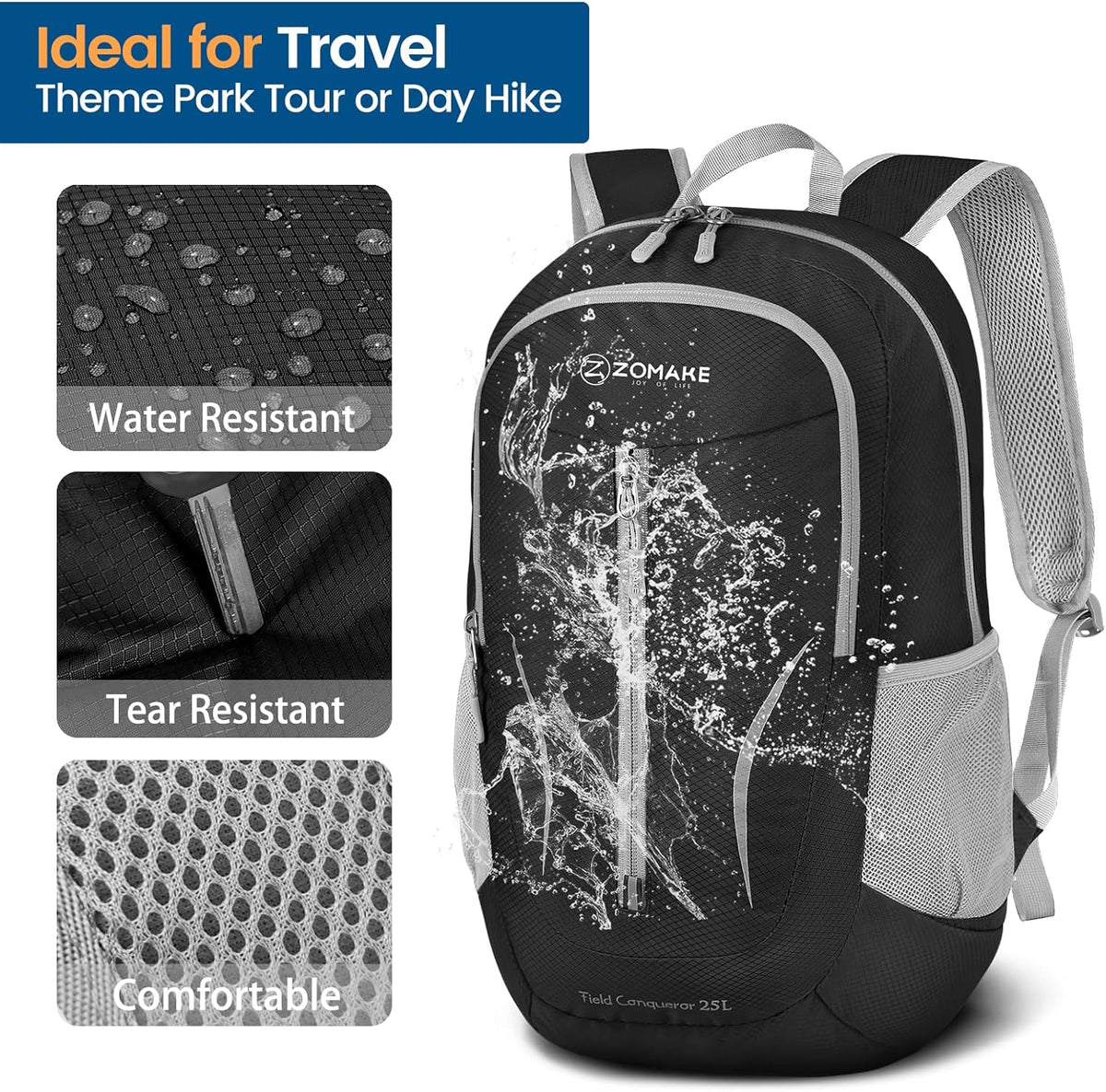 Ultra Lightweight Packable Backpack 25L - Foldable Hiking Backpacks Water Resistant Small Folding Daypack for Travel(Navy Blue)
