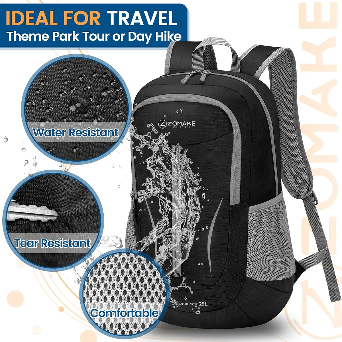Ultra Lightweight Packable Backpack 25L - Foldable Hiking Backpacks Water Resistant Small Folding Daypack for Travel(Navy Blue)
