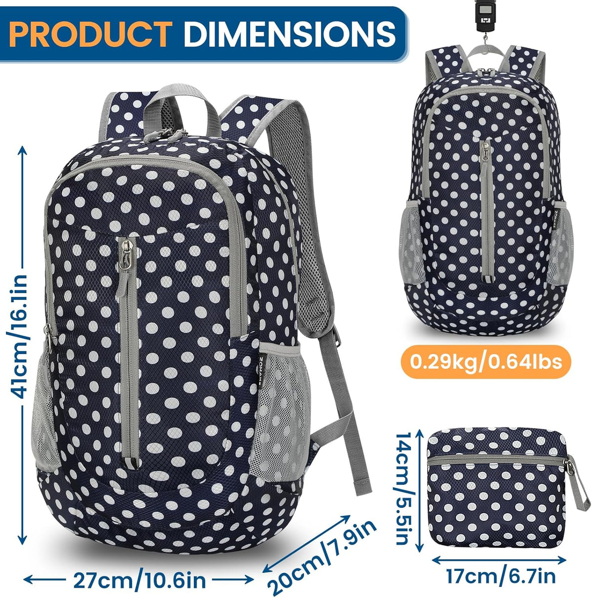 Ultra Lightweight Packable Backpack 25L - Foldable Hiking Backpacks Water Resistant Small Folding Daypack for Travel(Navy Blue)