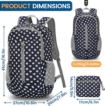 Ultra Lightweight Packable Backpack 25L - Foldable Hiking Backpacks Water Resistant Small Folding Daypack for Travel(Navy Blue)