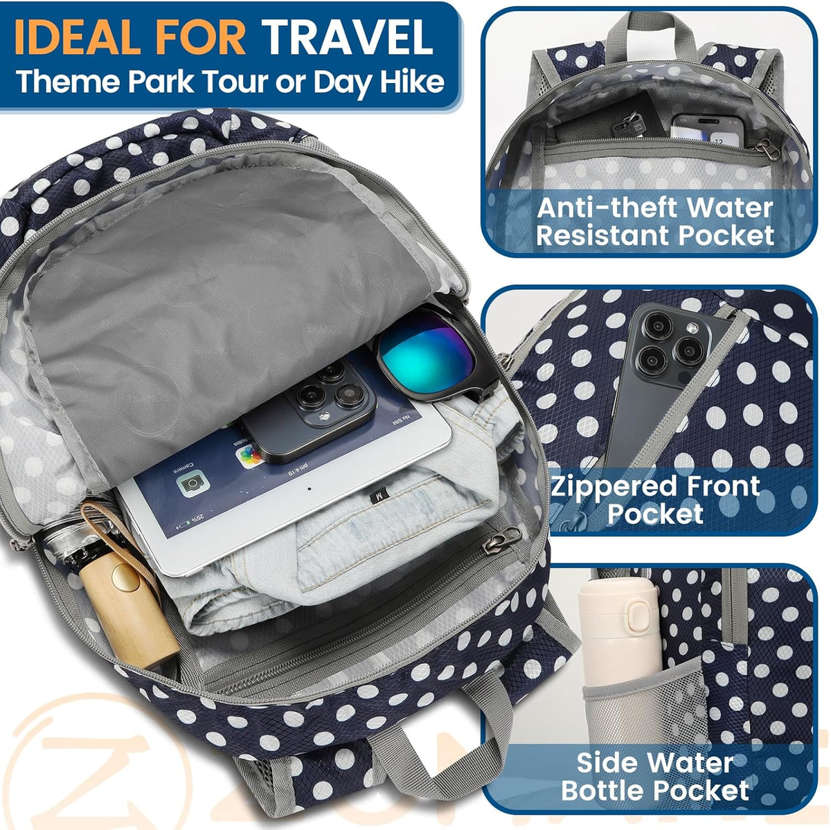 Ultra Lightweight Packable Backpack 25L - Foldable Hiking Backpacks Water Resistant Small Folding Daypack for Travel(Navy Blue)